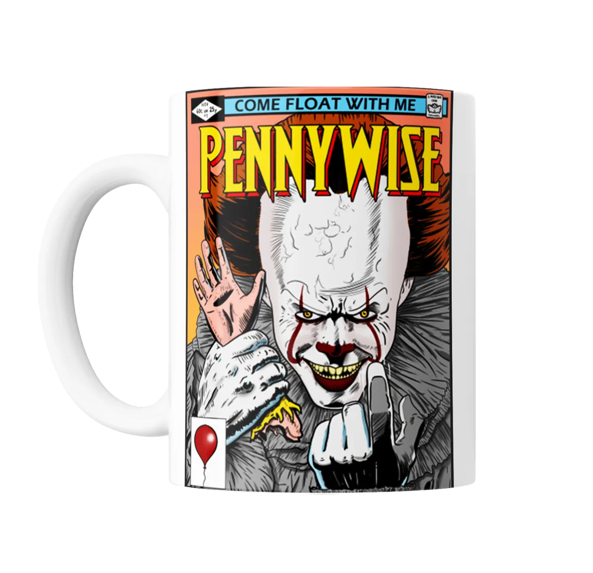 Taza de Cerámica IT Pennywise Cómic Come Float With Me - vista 2