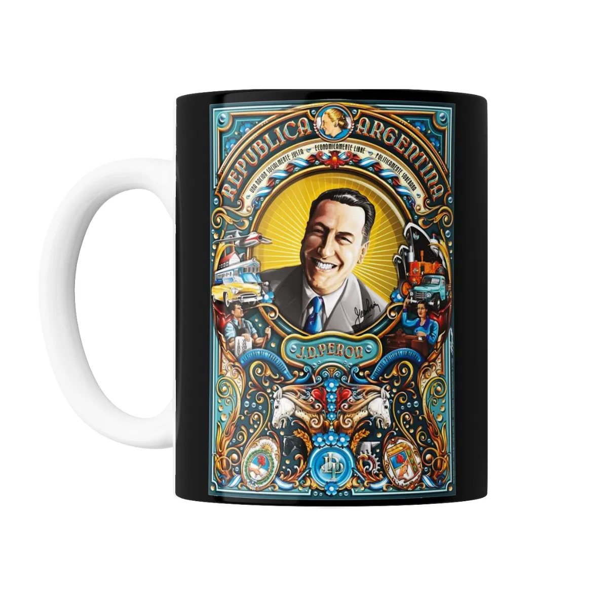 Taza de Cerámica Perón República Argentina Afiche Vintage - vista 2