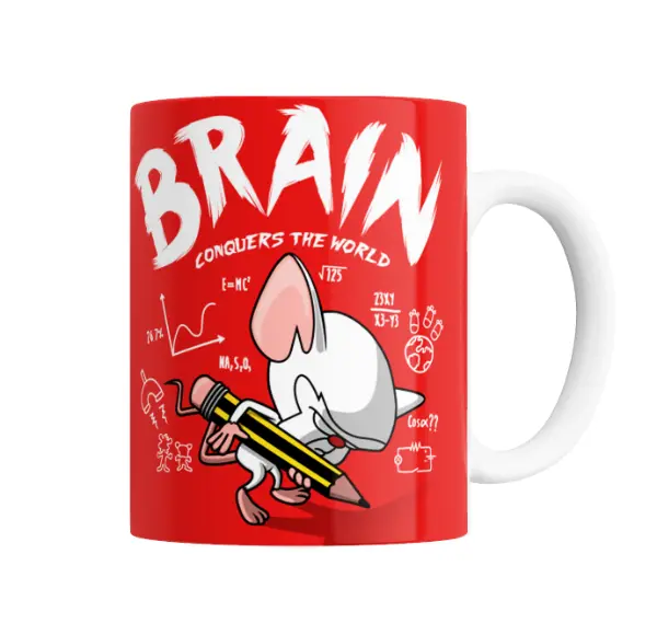 Taza de Cerámica Pinky y Cerebro Brain Conquers the World