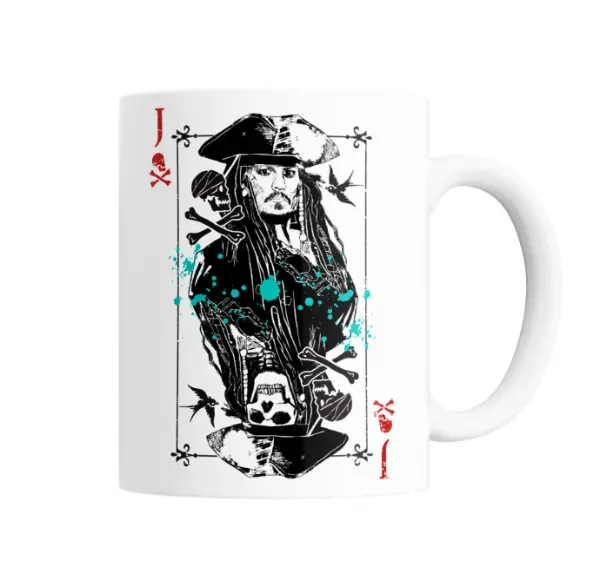 Taza de Cerámica Piratas del Caribe Jack Sparrow Carta de Naipe