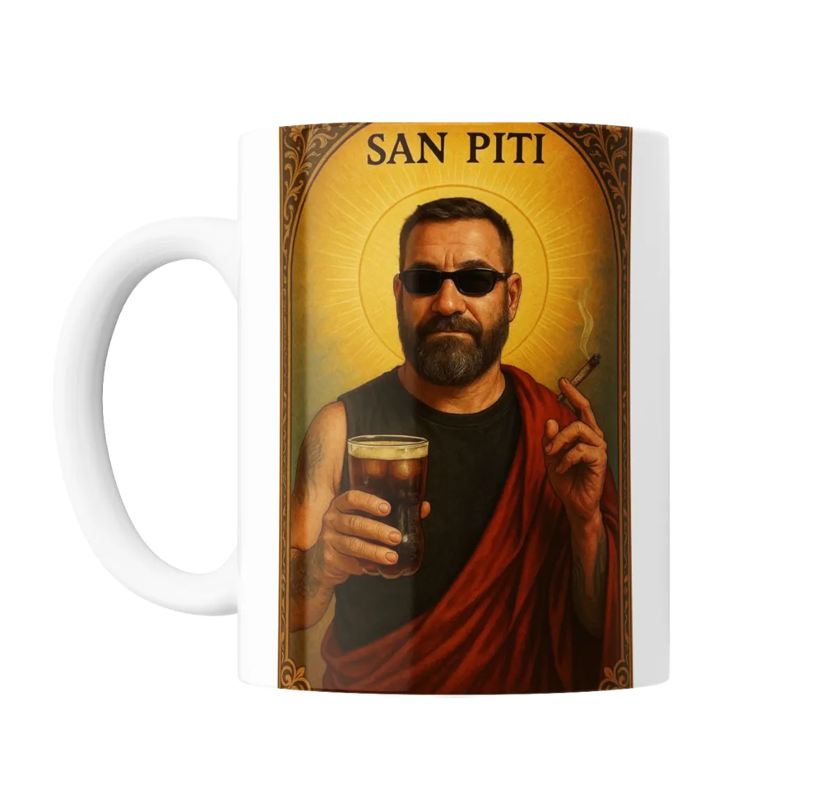 Taza de Cerámica Piti Fernandez San Piti Cerveza y Cigarro - vista 2
