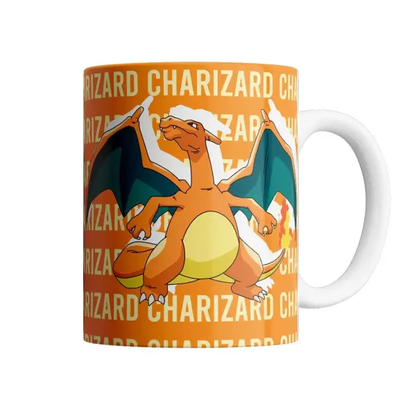 Taza de Cerámica Pokemon Charizard Diseño Tipografía