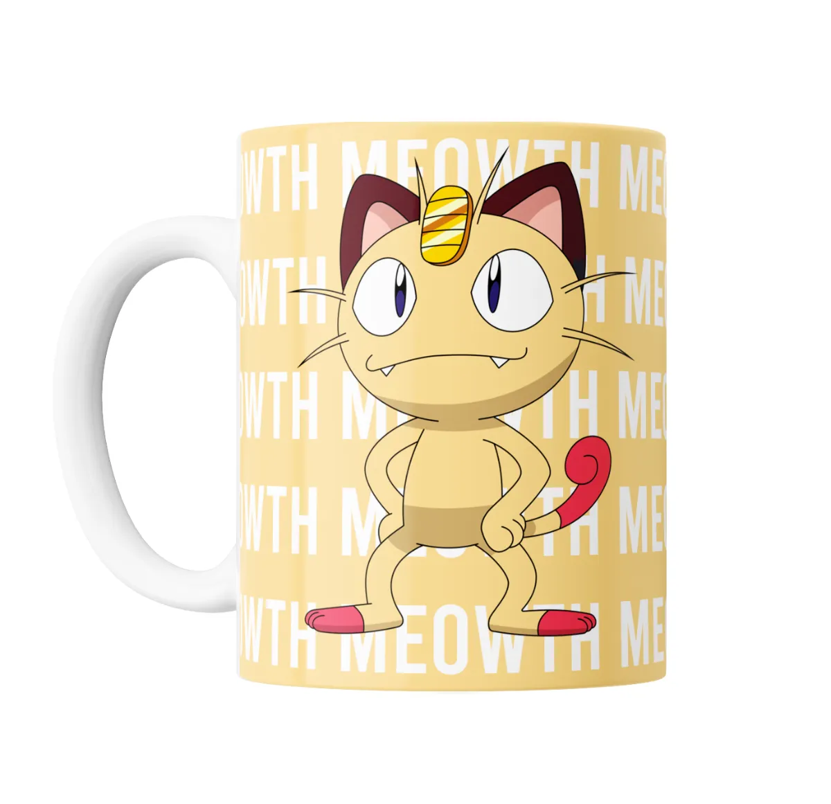 Taza de Cerámica Pokemon Meowth Fondo Amarillo - vista 2