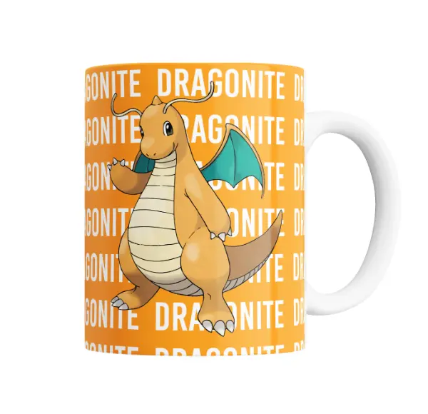 Taza de Cerámica Pokemon Dragonite Patrón Naranja
