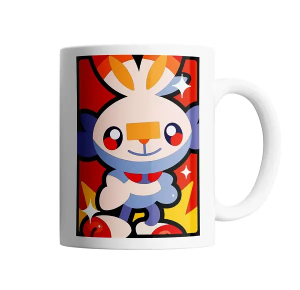 Taza de Cerámica Pokemon Scorbunny Estilo Vitral