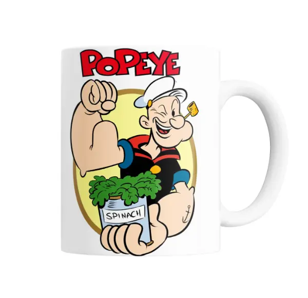 Taza de Cerámica Popeye el Marino con Espinaca
