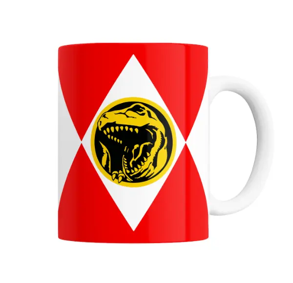 Taza de Cerámica Power Rangers Ranger Rojo Emblema Dinosaurio