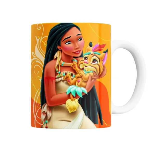 Taza de Cerámica Princesas Disney Pocahontas con su animal