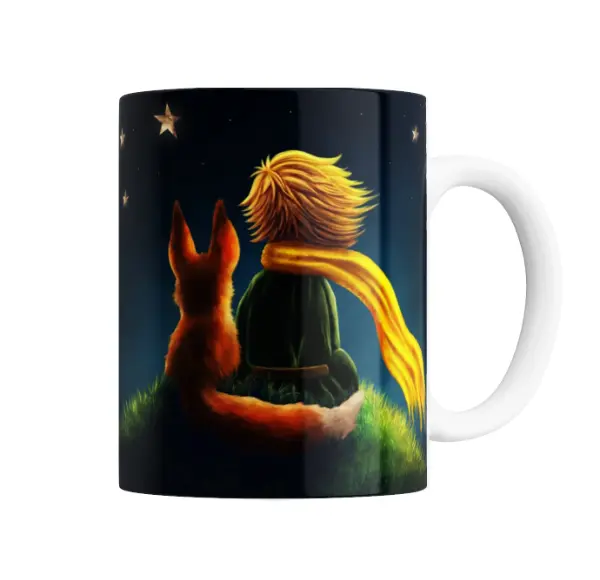 Taza de Cerámica El Principito y el Zorro mirando las estrellas