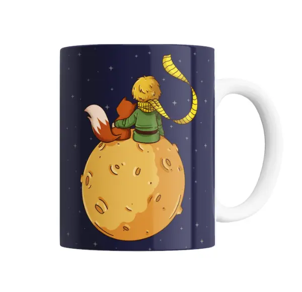 Taza de Cerámica Principito y el Zorro en el Asteroide