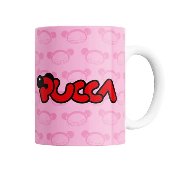 Taza de Cerámica Pucca Personajes Apilados con Gato