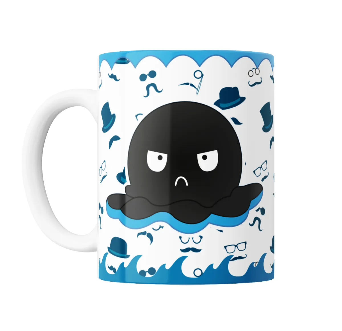 Taza de Cerámica Pulpito Hipster con Bigote y Lentes - vista 2