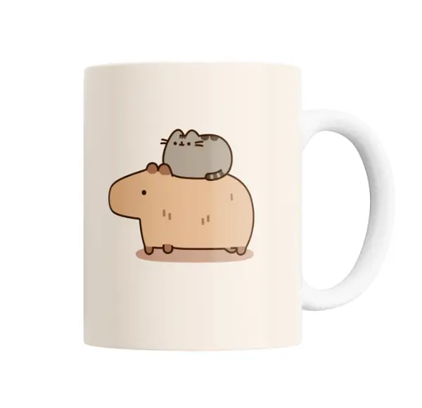 Taza de Cerámica Pusheen Cat sobre Capibara