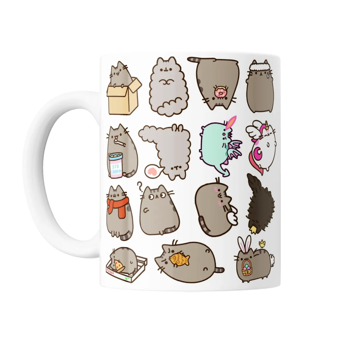 Taza de Cerámica Pusheen Cat Collage Ice Cream Pizza Unicornio - vista 2