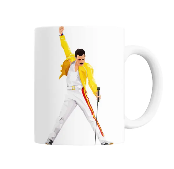 Taza de Cerámica Queen Freddie Mercury Estilo Poligonal