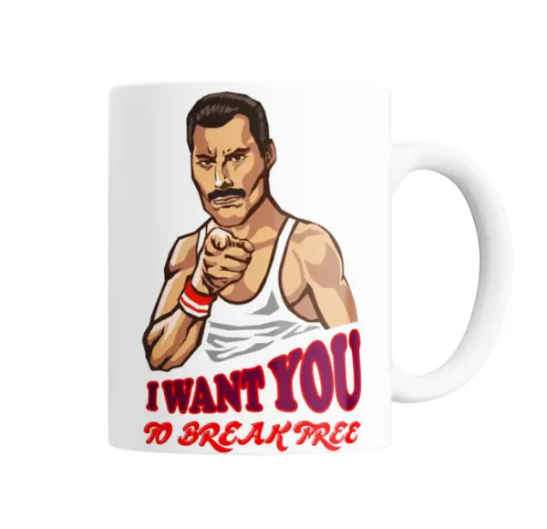 Taza de Cerámica Queen Freddie Mercury I Want You To Break Free