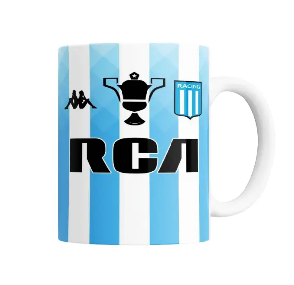 Taza de Cerámica Racing Club Camiseta Celeste y Blanca Retro