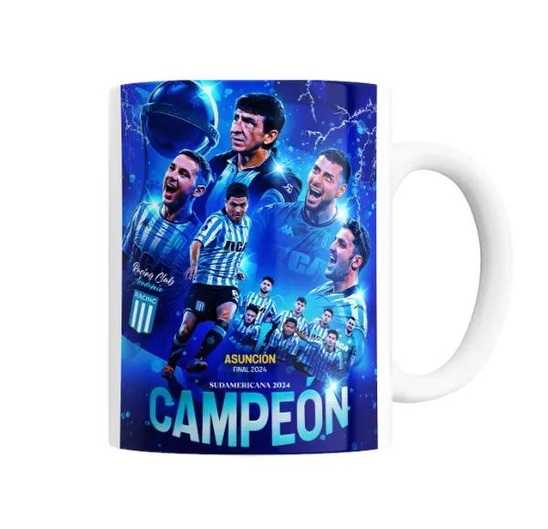 Taza de Cerámica Racing Club Campeón Sudamericana 2024 Asunción