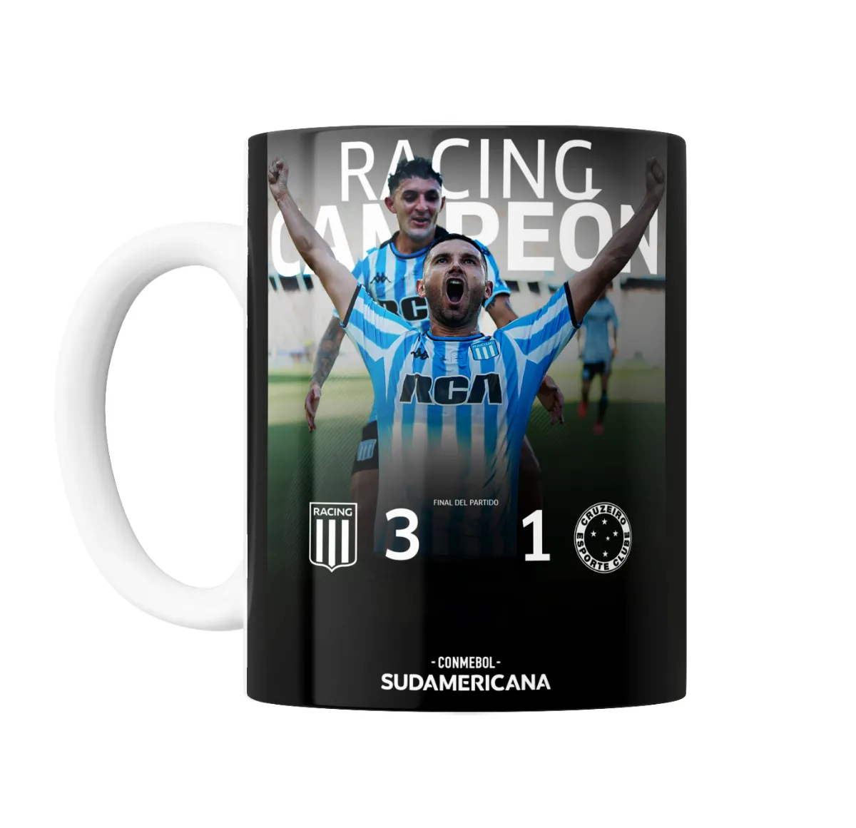 Taza de Cerámica Racing Campeón Sudamericana 3 a 1 Cruzeiro - vista 2