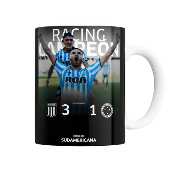 Taza de Cerámica Racing Campeón Sudamericana 3 a 1 Cruzeiro