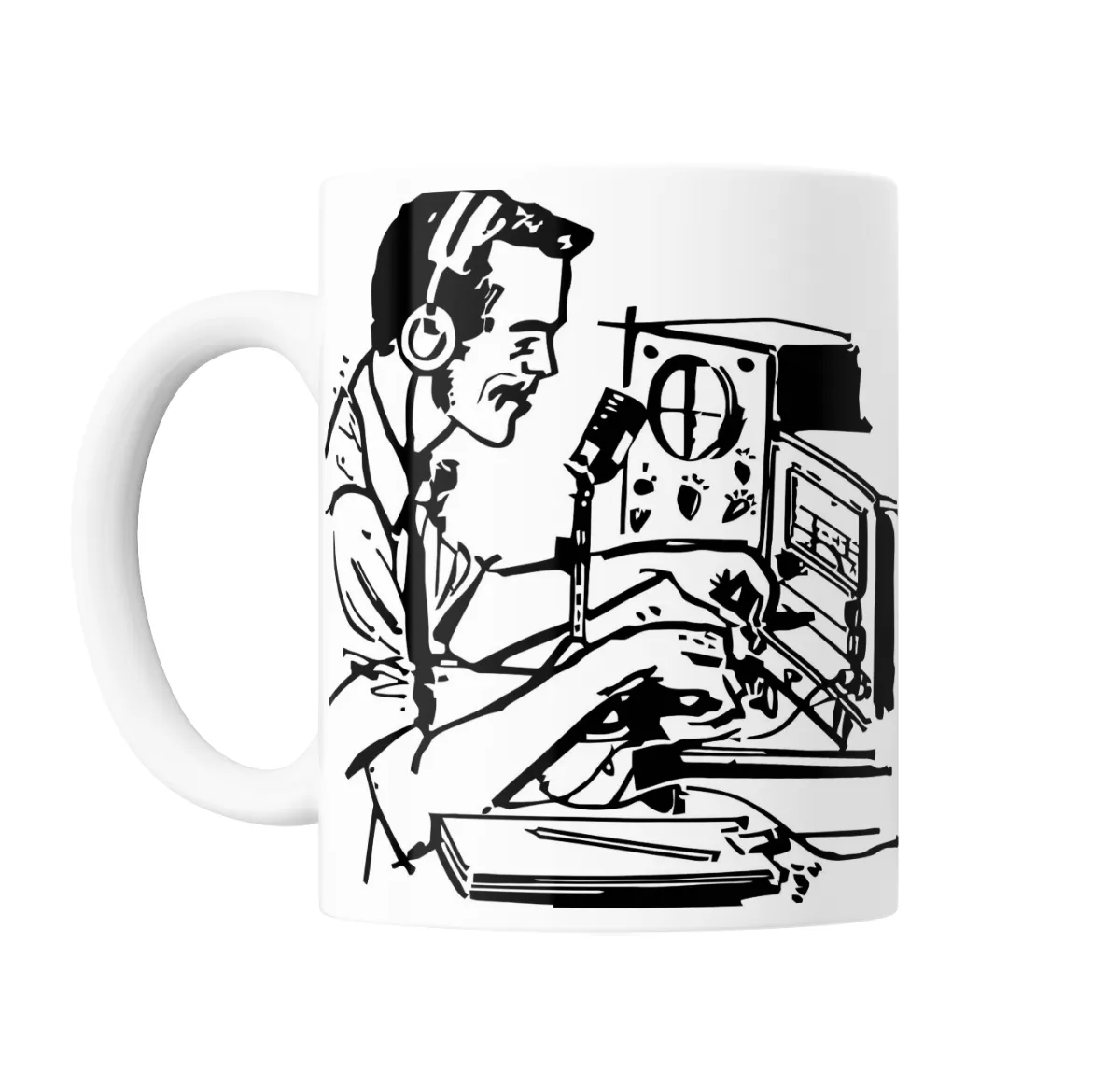 Taza de Cerámica Locutor de Radio Vintage con Micrófono - vista 2