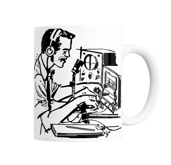 Taza de Cerámica Locutor de Radio Vintage con Micrófono