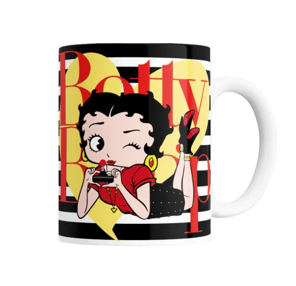 Taza de Cerámica Betty Boop Rayas y Corazones