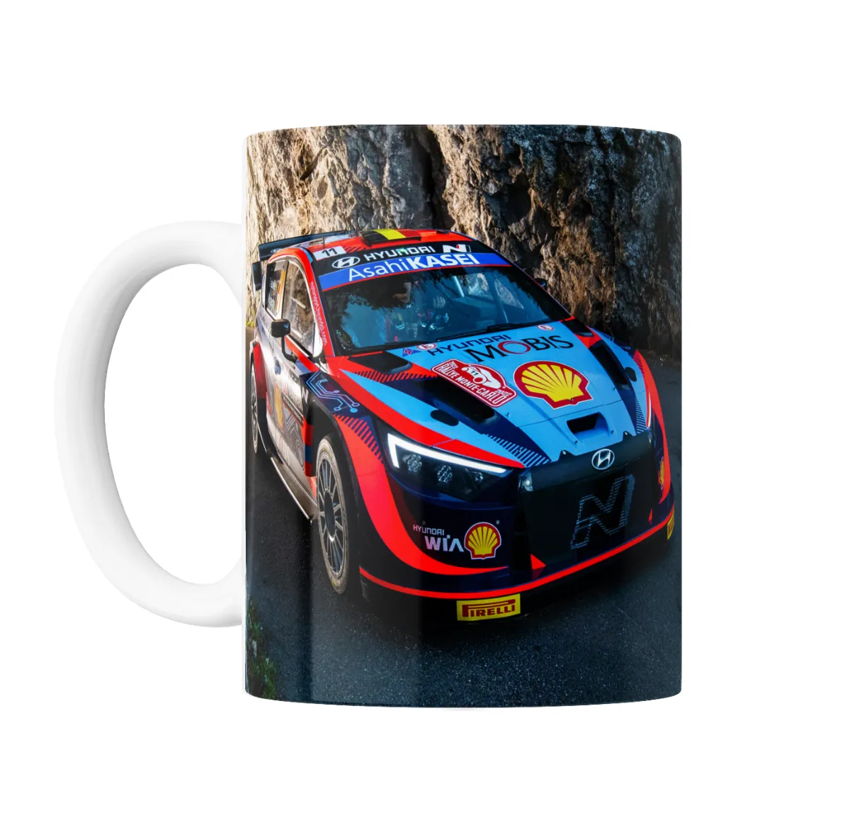 Taza de Cerámica Rally Hyundai WRC Auto de Carrera en Ruta - vista 2