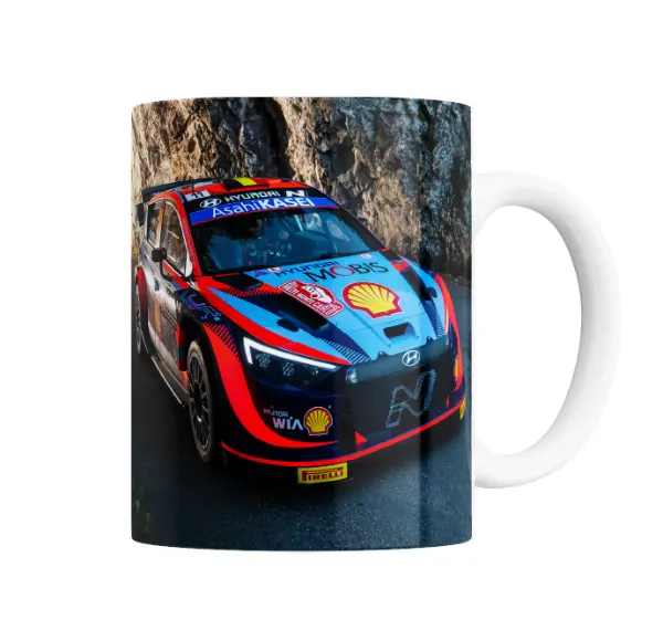 Taza de Cerámica Rally Hyundai WRC Auto de Carrera en Ruta
