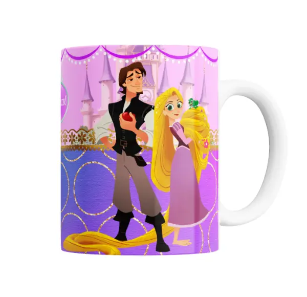 Taza de Cerámica Rapunzel Enredados Flynn Rider y Pascal