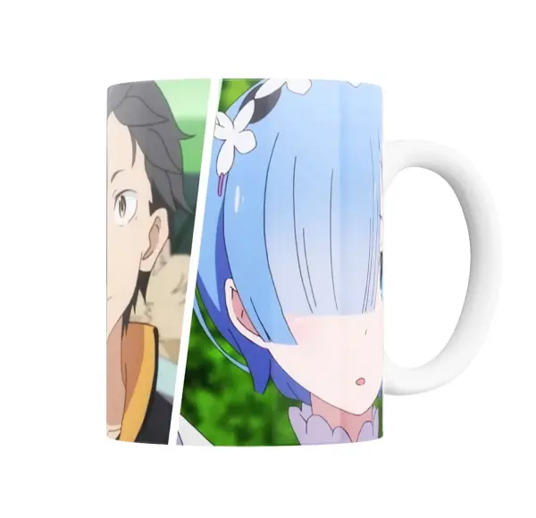 Taza de Cerámica Re:Zero Subaru y Rem