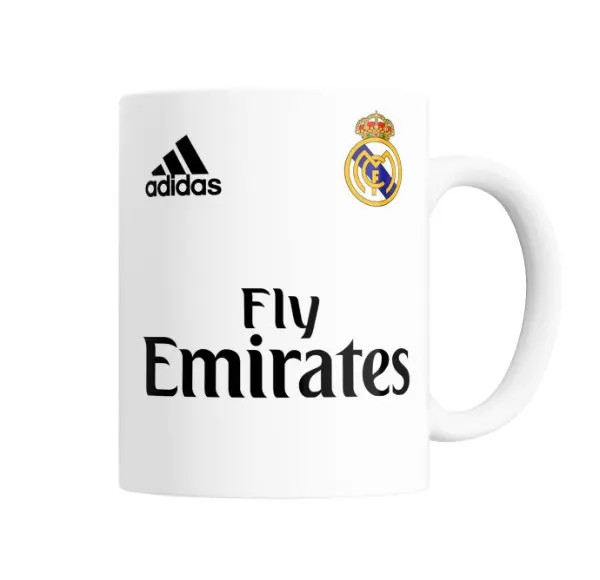 Taza de Cerámica Real Madrid Escudo Blanco y Negro