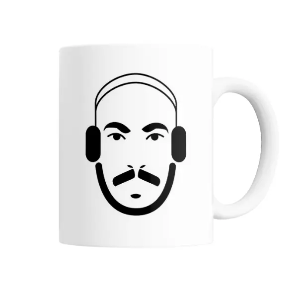 Taza de Cerámica Rebord Auriculares y Bigote