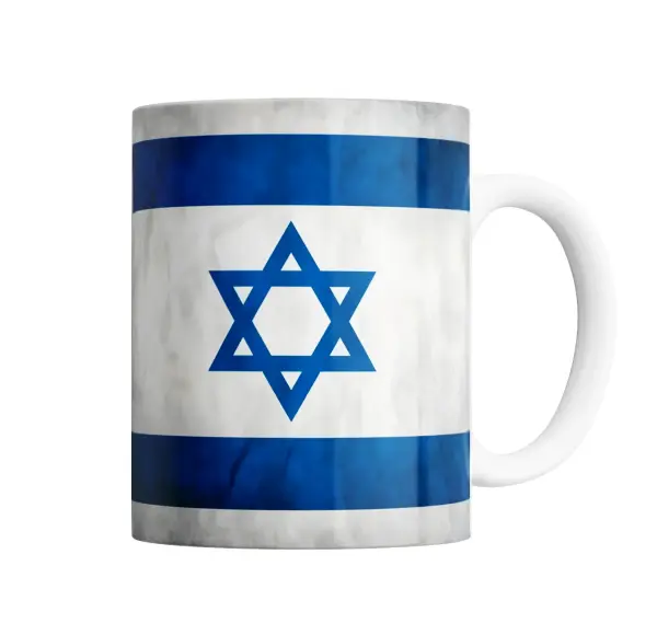 Taza de Cerámica Bandera de Israel con Estrella de David