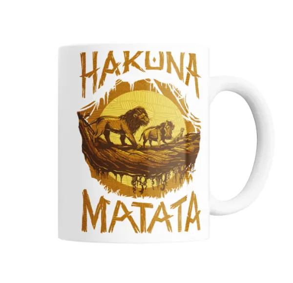 Taza de Cerámica El Rey León Hakuna Matata Simba Mufasa Timón y Pumba