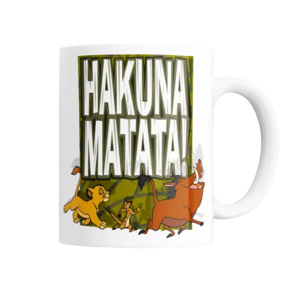 Taza de Cerámica El Rey León Hakuna Matata Simba Timón y Pumba