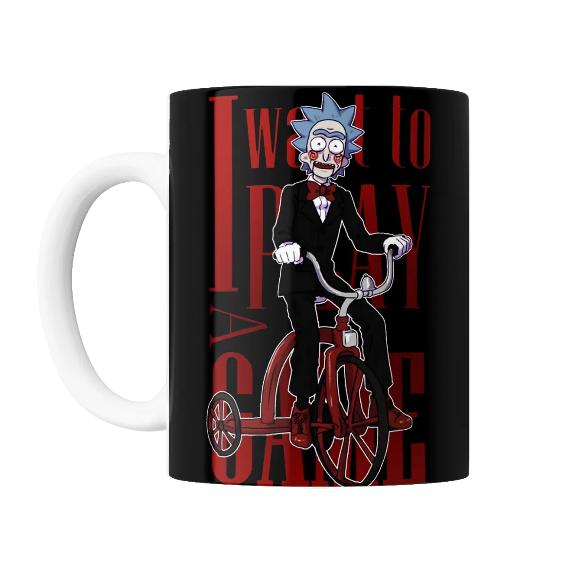 Taza de Cerámica Rick and Morty Rick Saw Jigsaw I Want to Play a Game - vista 2