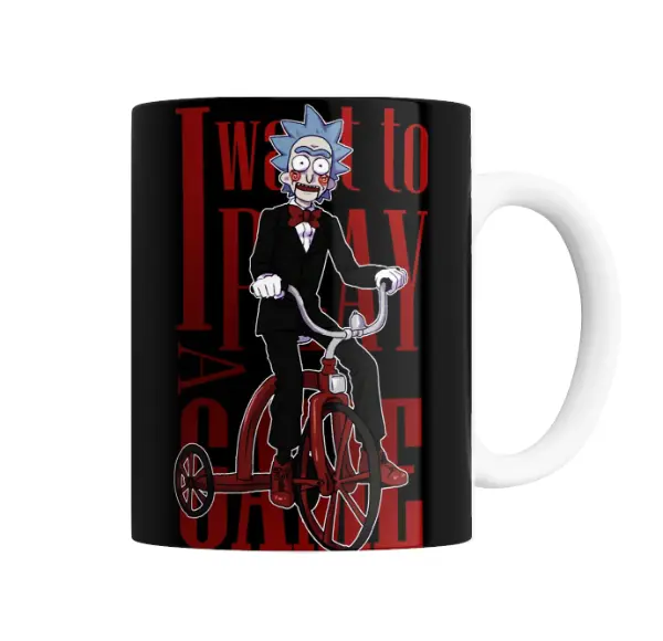 Taza de Cerámica Rick and Morty Rick Saw Jigsaw I Want to Play a Game