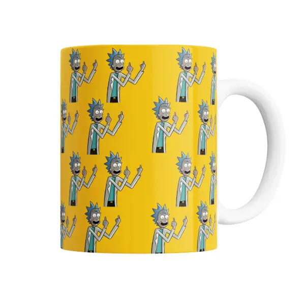 Taza de Cerámica Rick and Morty Rick Dedo del Medio Patrón