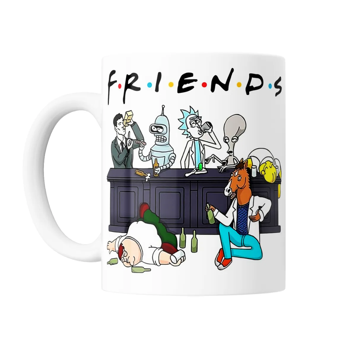 Taza de Cerámica Rick and Morty Friends Personajes en el Bar - vista 2
