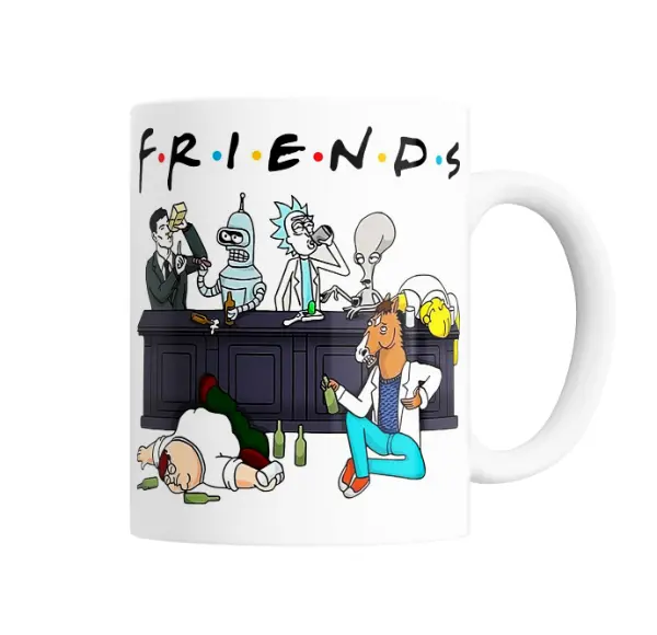 Taza de Cerámica Rick and Morty Friends Personajes en el Bar
