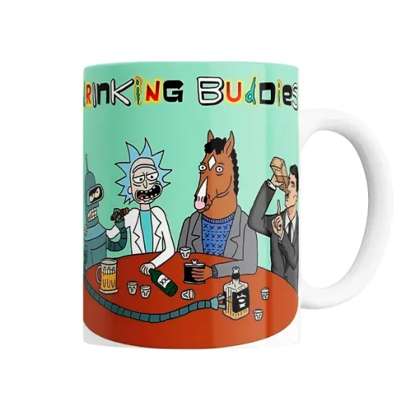Taza de Cerámica Rick and Morty Drinking Buddies con Bender y BoJack