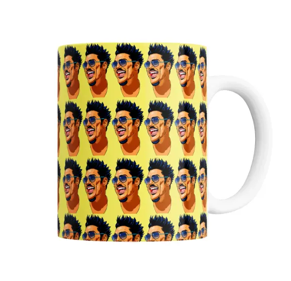 Taza de Cerámica Ricky Fort Patrón Lentes y Lengua Afuera