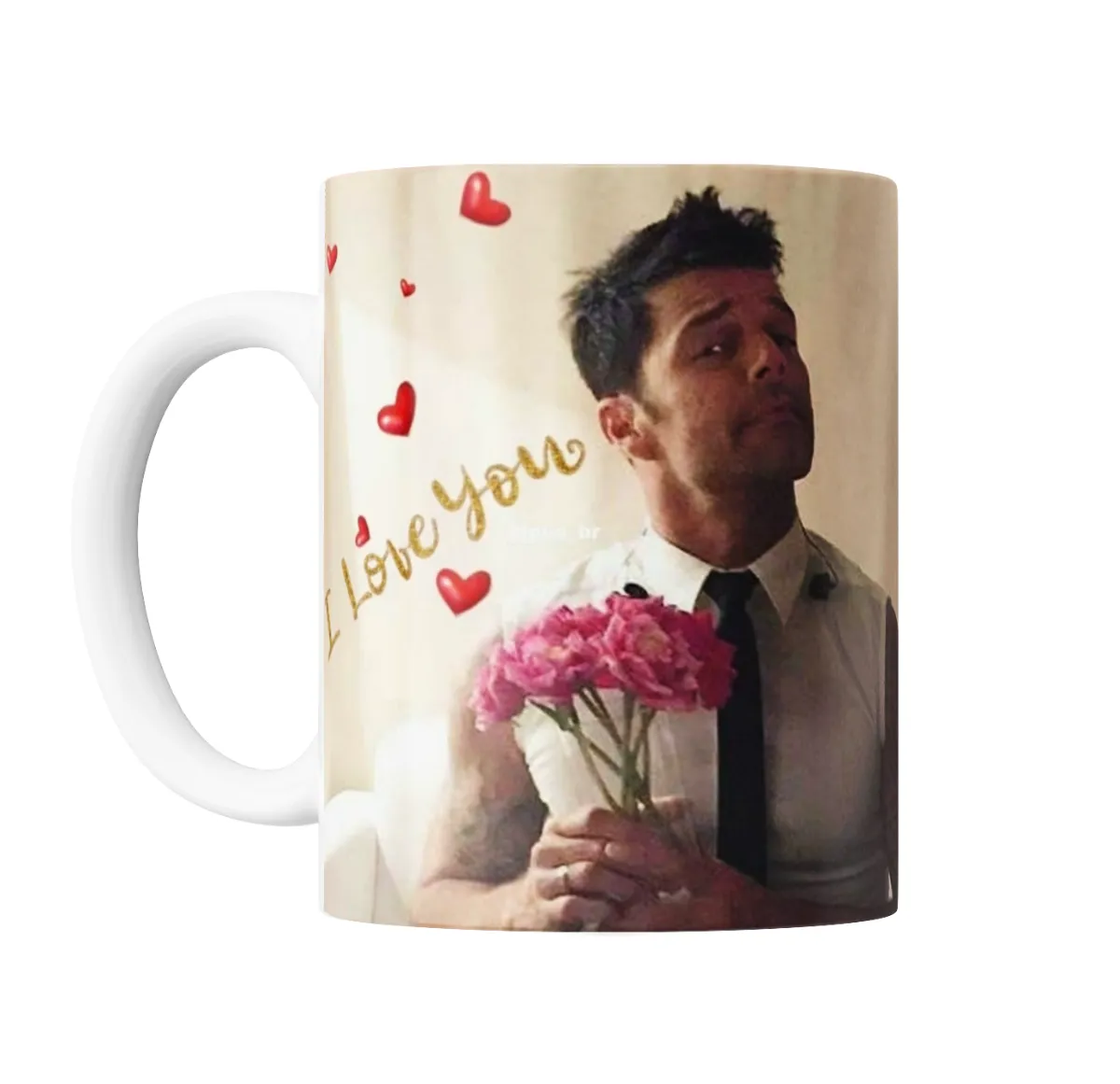 Taza de Cerámica Ricky Martin I Love You con Flores - vista 2
