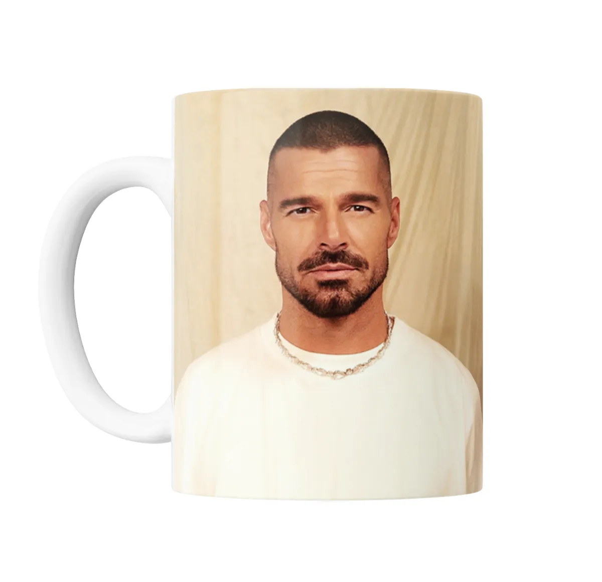 Taza de Cerámica Ricky Martin Retrato Camiseta Blanca - vista 2