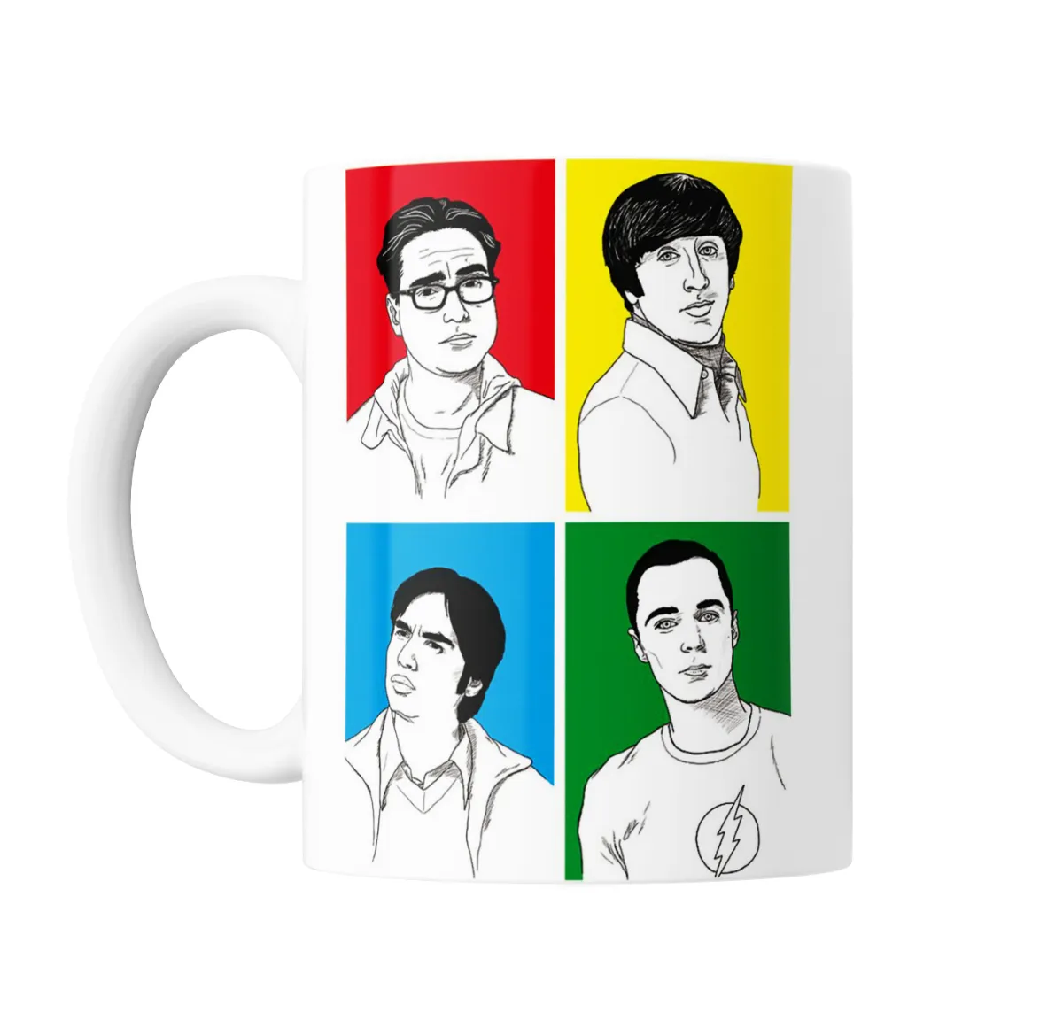 Taza de Cerámica The Big Bang Theory Cuatro Personajes Pop Art - vista 2