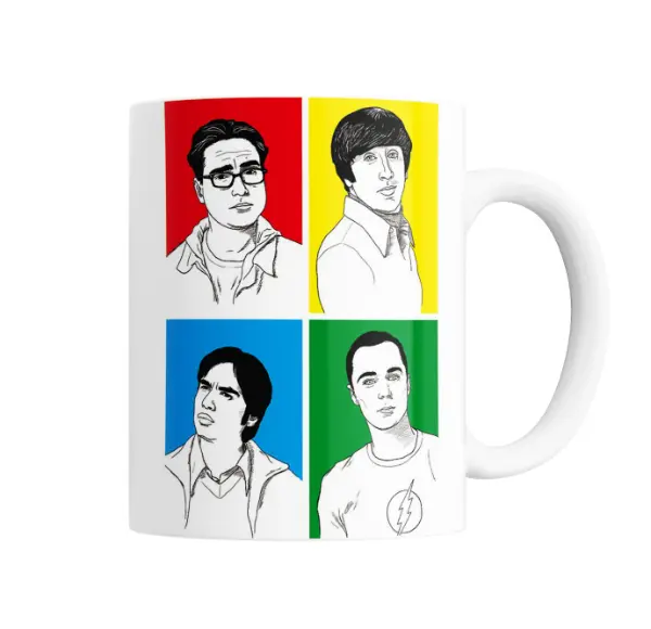 Taza de Cerámica The Big Bang Theory Cuatro Personajes Pop Art