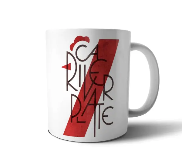 Taza de Cerámica River Plate Tipografía Art Deco