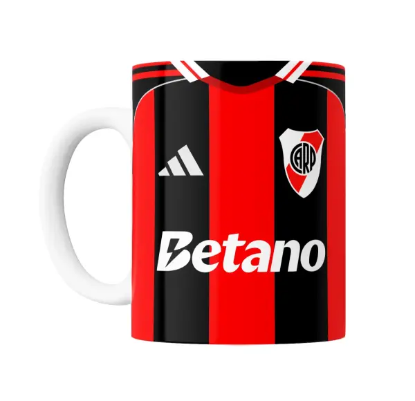 Taza de Cerámica River Plate Camiseta Suplente Roja y Negra