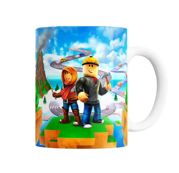Taza de Cerámica Roblox Personajes Constructor y Aventurera